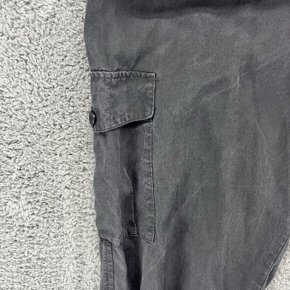 Lg Cloth Stone Cargo Crop Jogger Pants Black Stonewashed Tencel Lyocell Grunge‎ - Picture 2 of 7